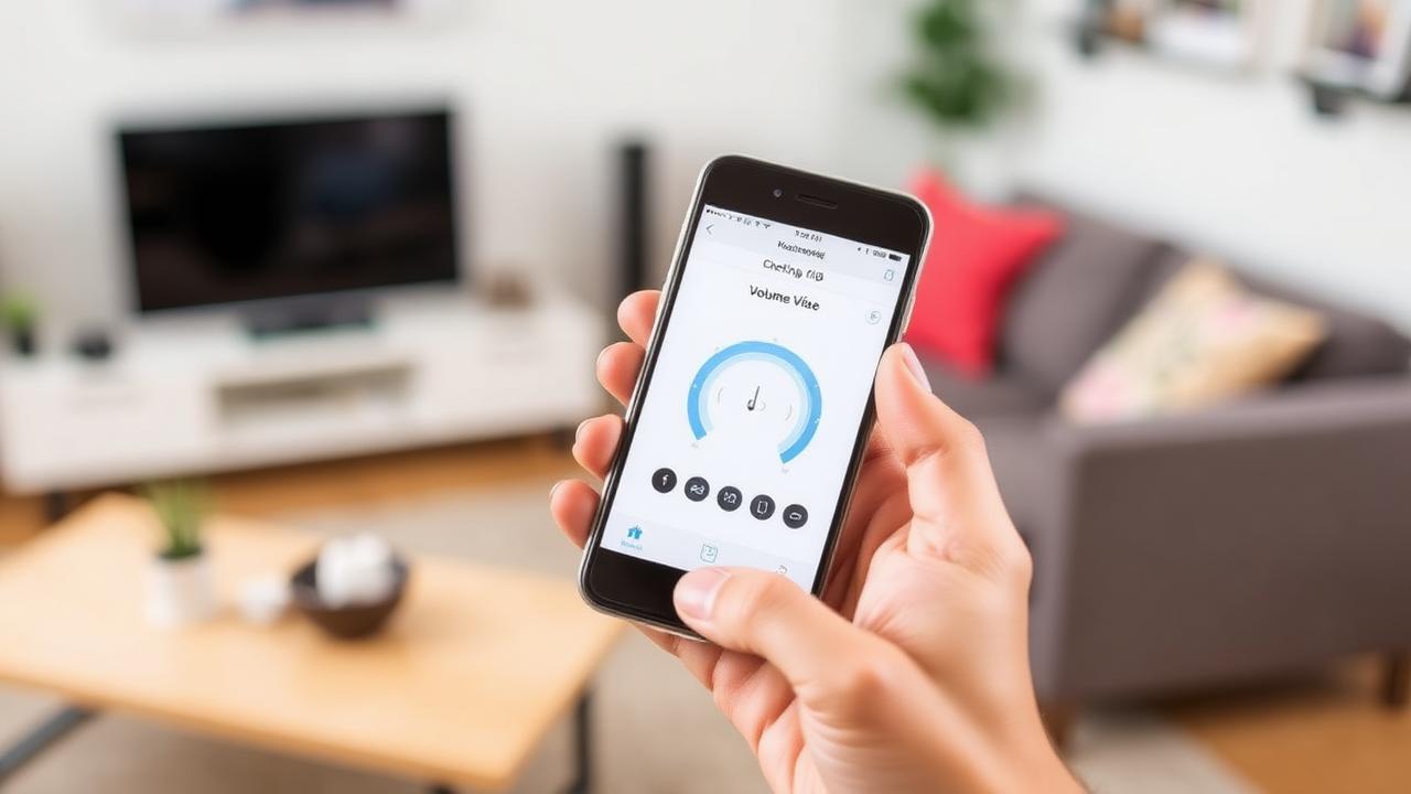 Hand holding a smartphone app controlling hearing aid settings