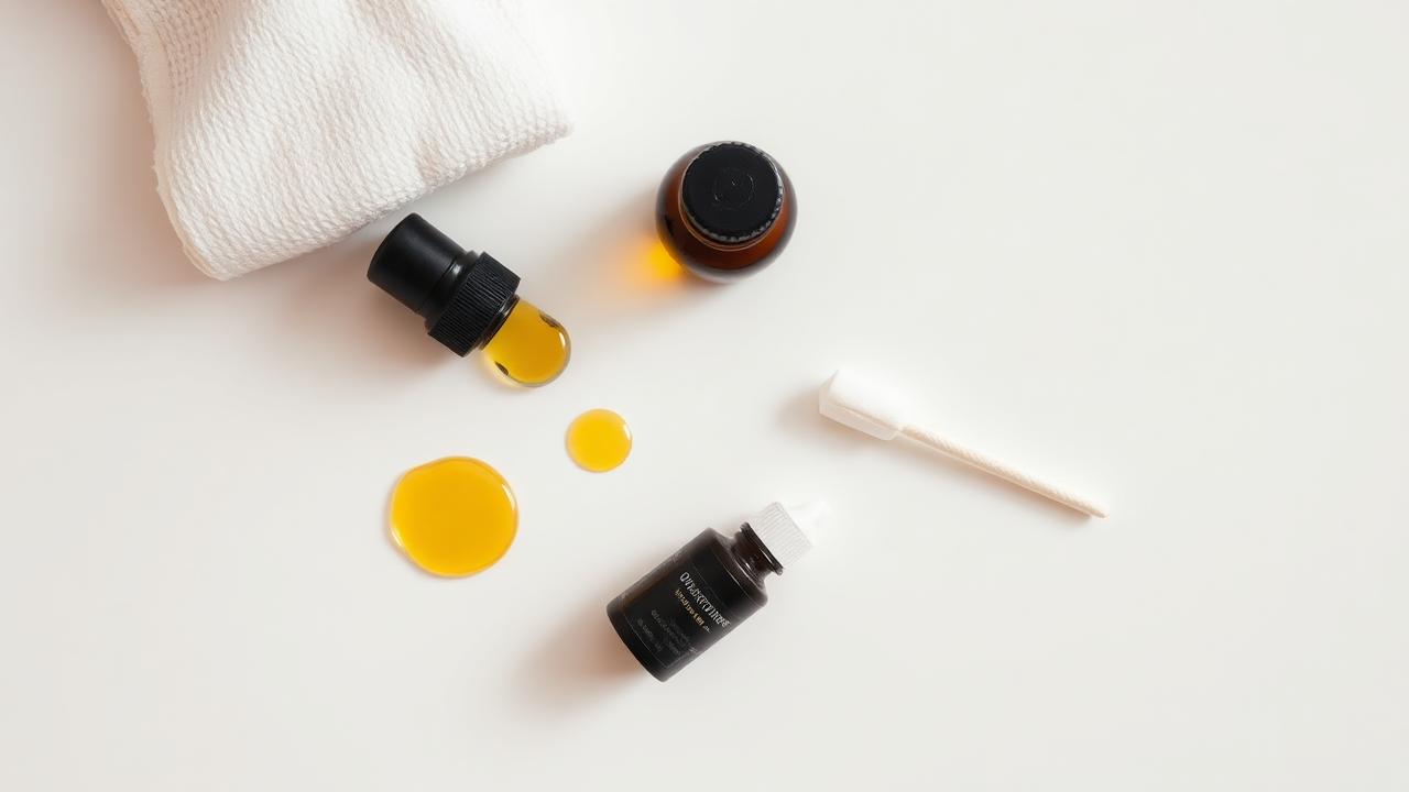 Safe and unsafe ear wax removal methods Ear care items laid out on a white surface including olive oil drops and a cotton bud